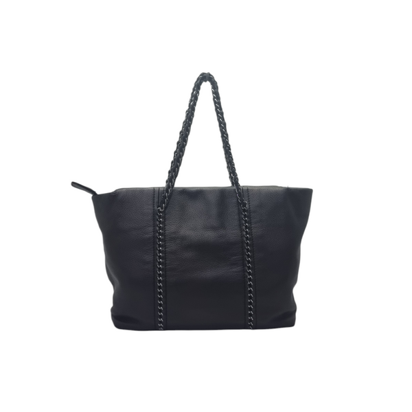 Chanel Luxe Ligne Leather Shoulder Bag Shw (Black)