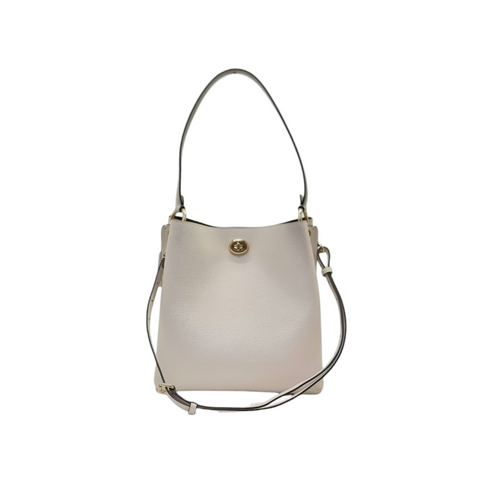 Coach Charlie Pebbled Leather Bucket Bag Ghw ( Ivory)