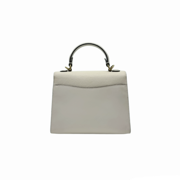 Coach Tabby 20 Top Handle Calf & Pebbled Leather Bronze Hw (Ivory)