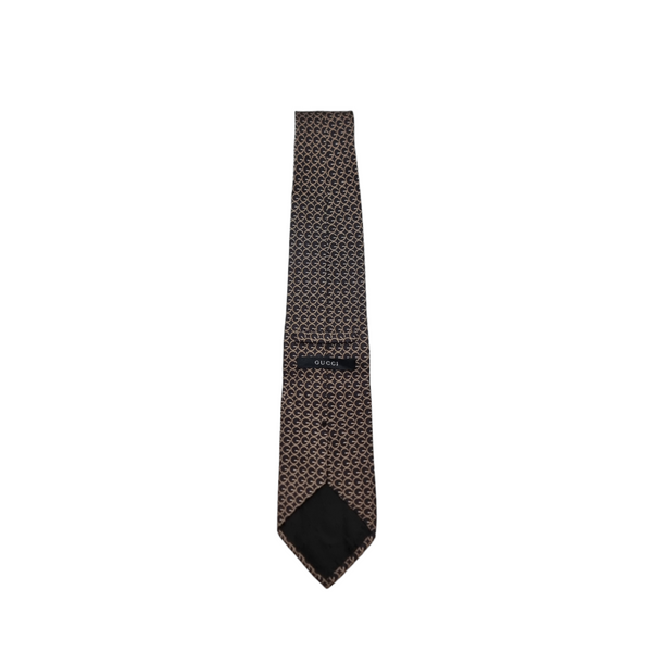 Gucci GG Pattern Silk Tie (Black/Brown)