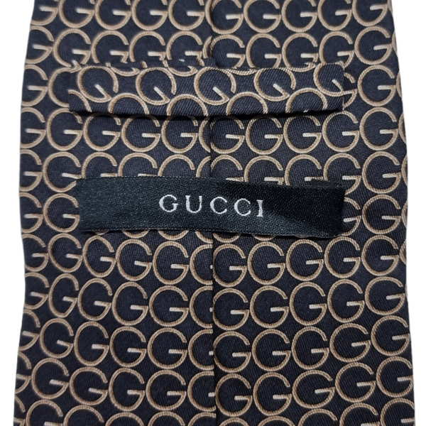 Gucci GG Pattern Silk Tie (Black/Brown)