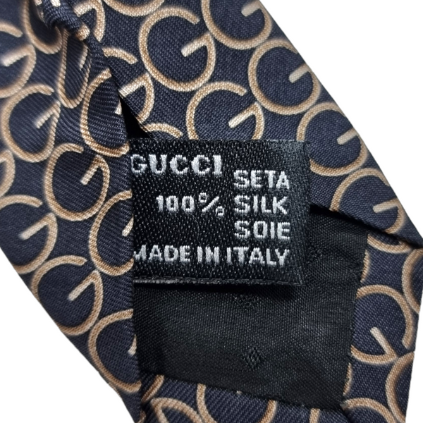 Gucci GG Pattern Silk Tie (Black/Brown)