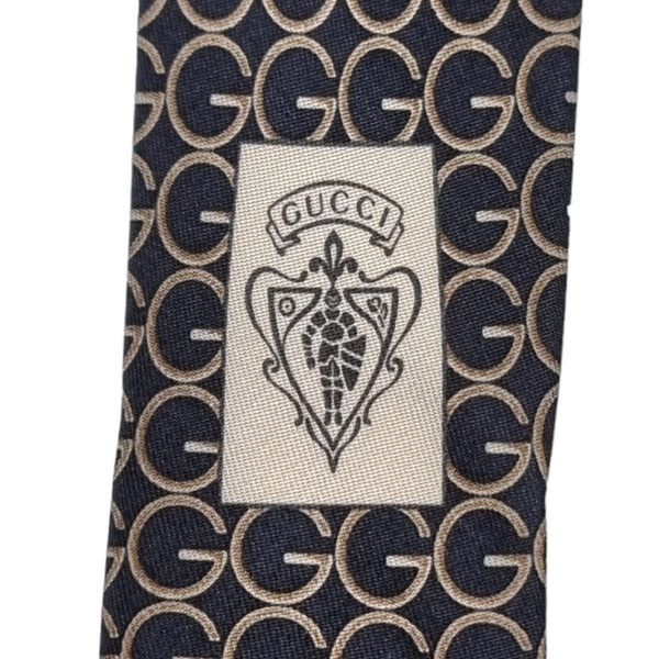 Gucci GG Pattern Silk Tie (Black/Brown)