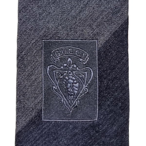 Gucci Lana Wool & Silk Stripe Tie ( Blue/Grey)