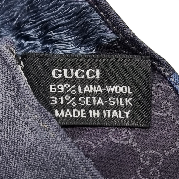 Gucci Lana Wool & Silk Stripe Tie ( Blue/Grey)