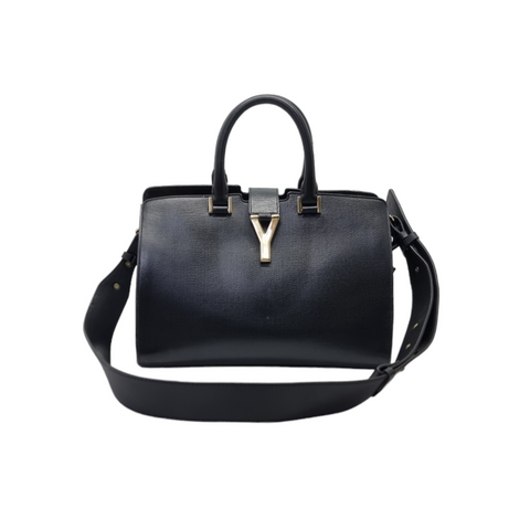 YSL Cabas Chyc Small Leather Bag Ghw (Black)