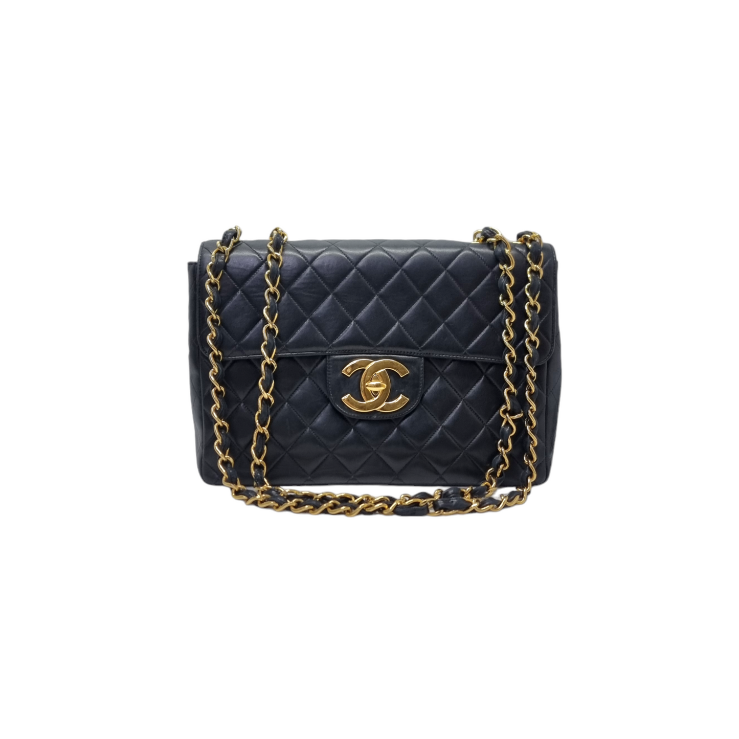 Chanel Vintage Jumbo Flap Lambskin Ghw (Black)