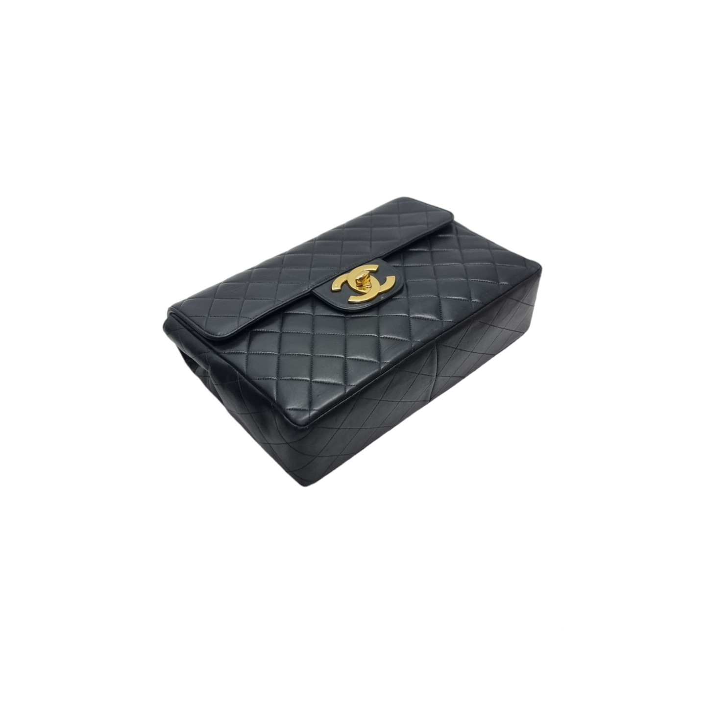 Chanel Vintage Jumbo Flap Lambskin Ghw (Black)