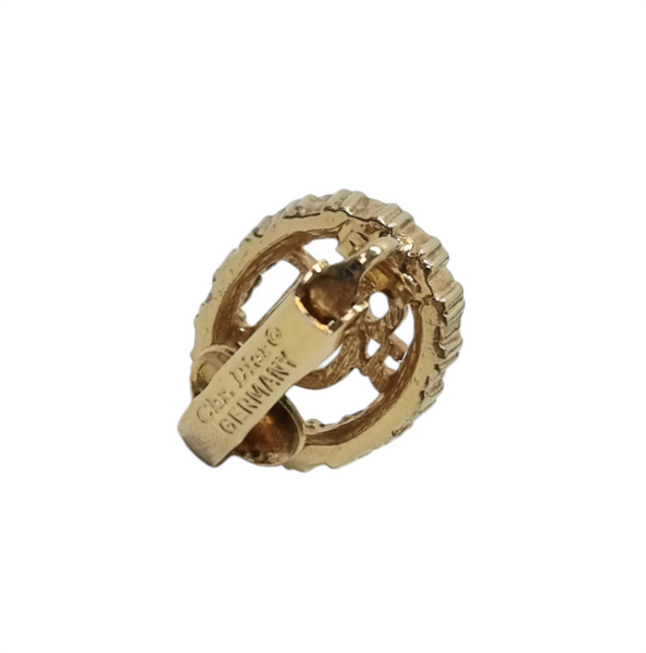 Christian Dior Earrings Rhinestone Embellished Clip On (Gold)