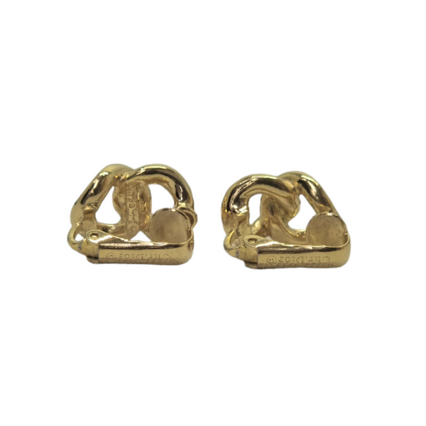 Christian Dior Earrings 1990s Rhinestone Embellished Clip On (Gold/Black)