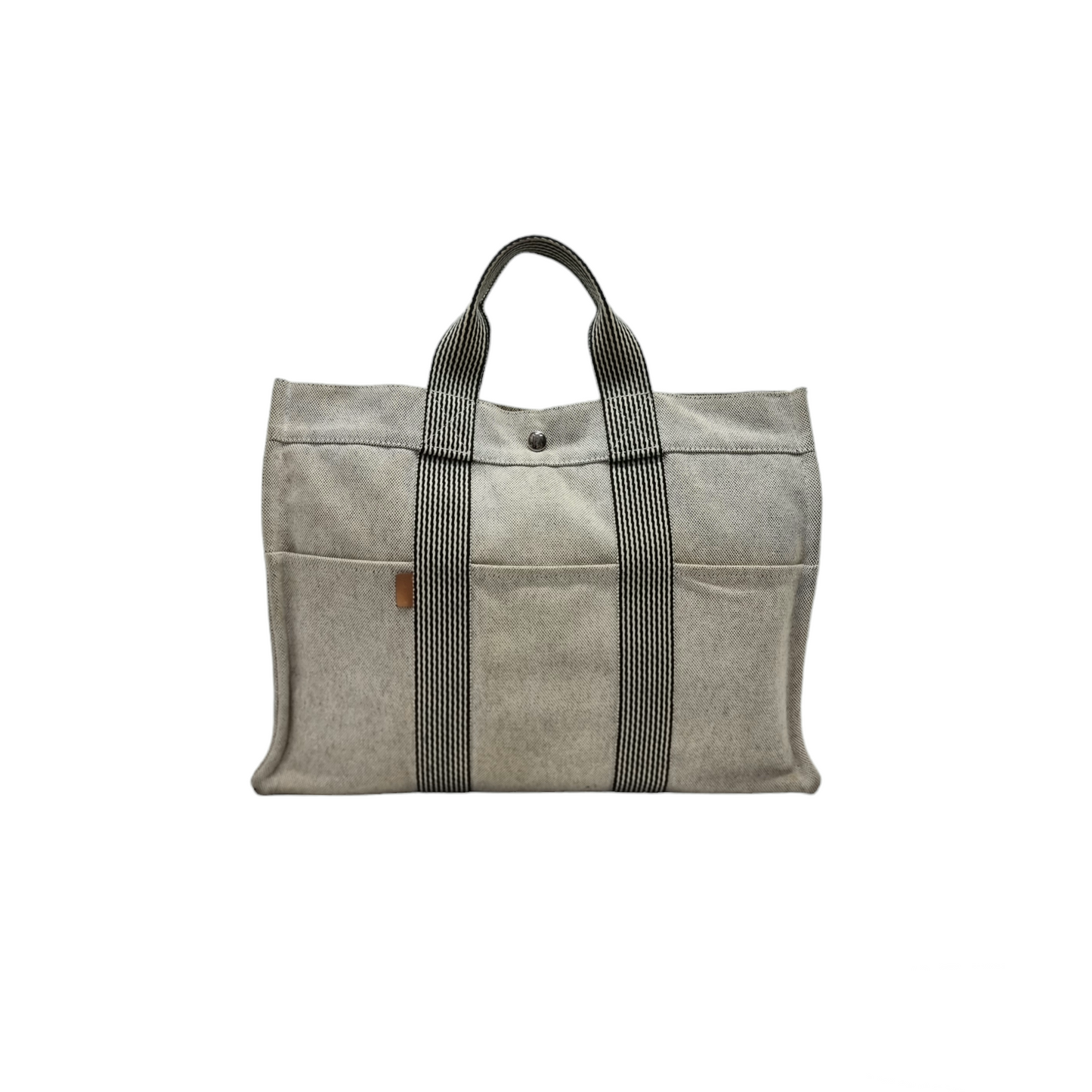 Hermes Fourre Tout GM Canvas Top Handle Phw (Beige/Black)
