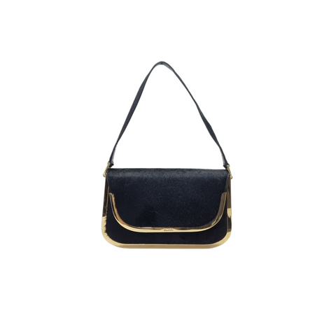 Gucci Pony Style Calfskin Shoulder Bag Ghw (Black)