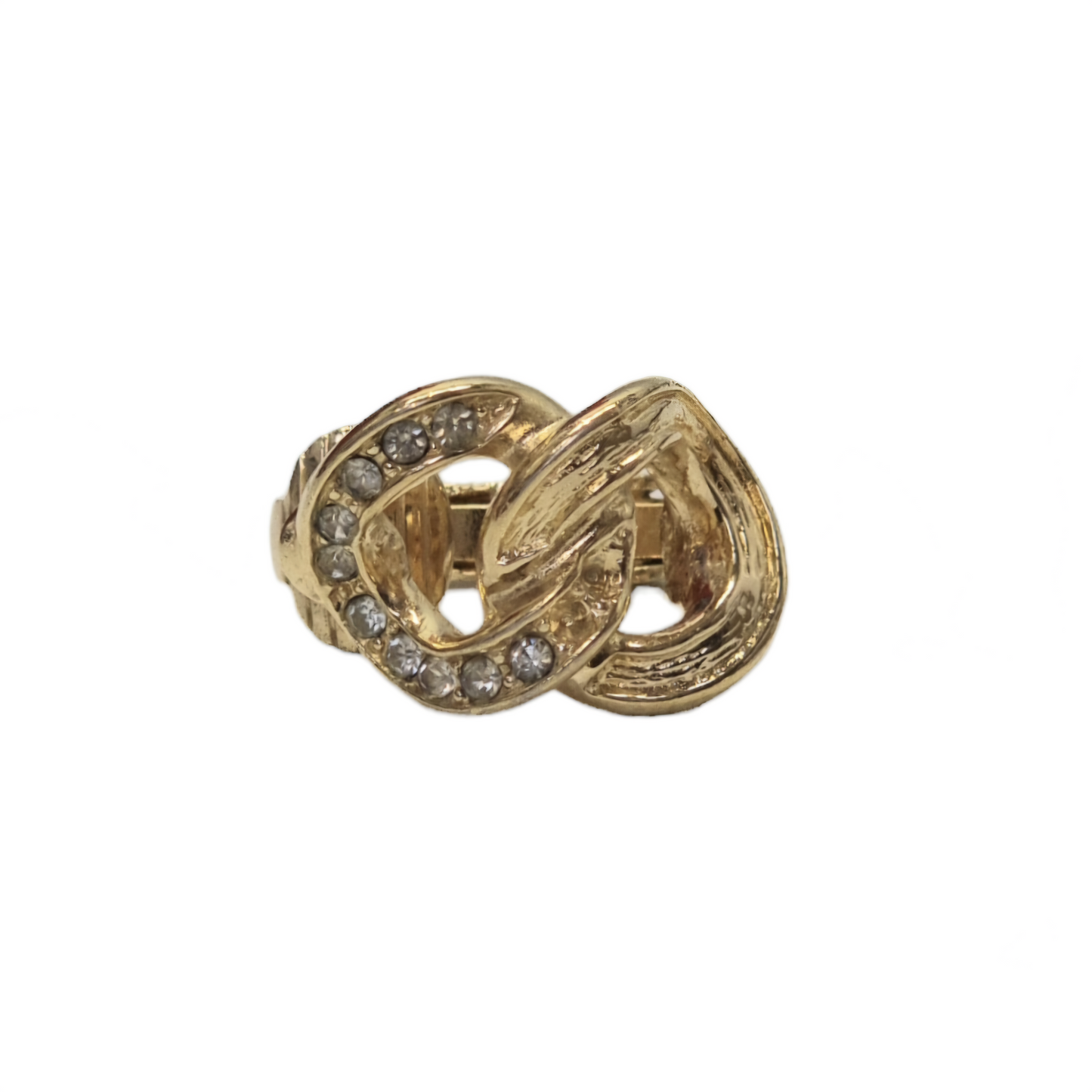 Christian Dior Earrings 1990s Rhinestone Embellished Clip On (Gold/Black)
