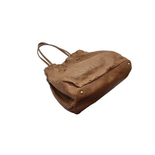 Prada Wrinkled Nappa Leather Hobo Bag (Brown)