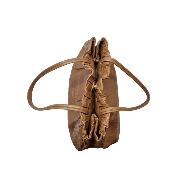 Prada Wrinkled Nappa Leather Hobo Bag (Brown)