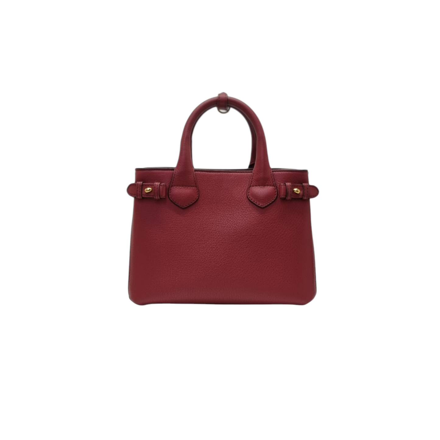 Burberry Banner House Check Leather Small Tote Bag Ghw (Red)