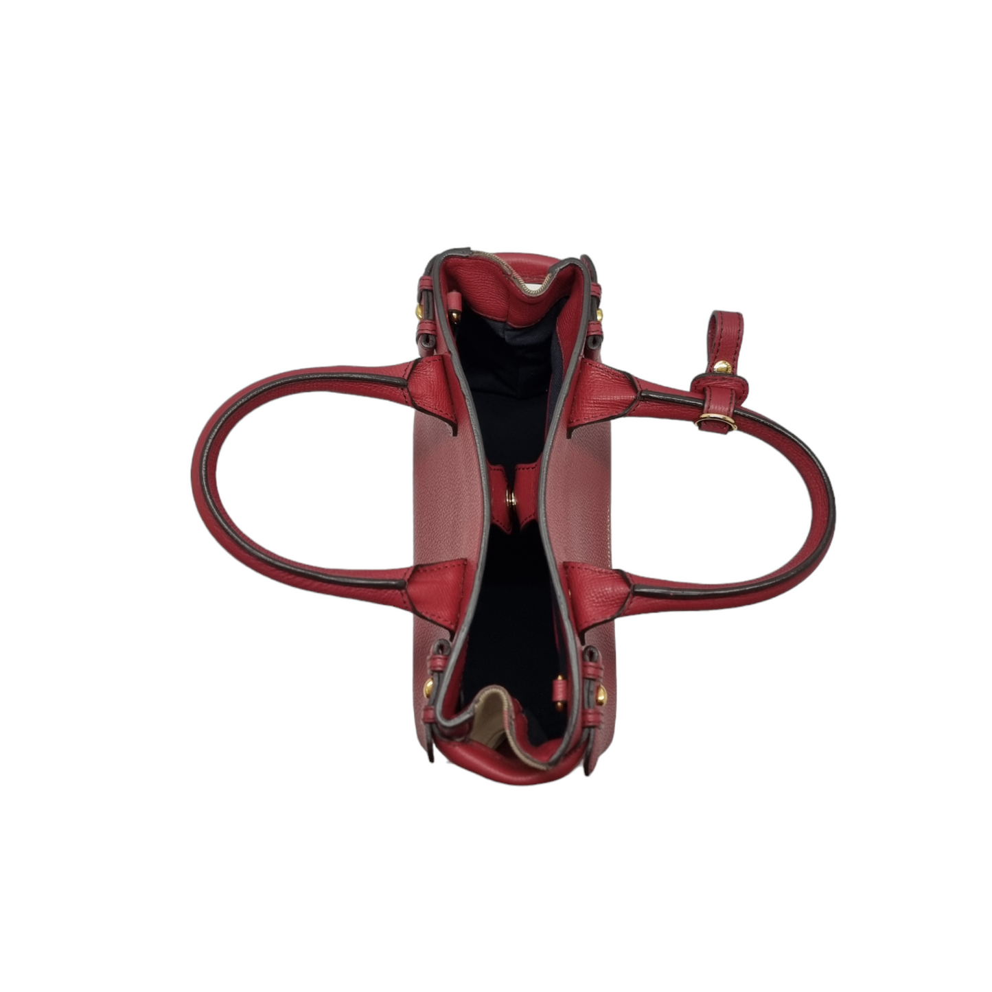 Burberry Banner House Check Leather Small Tote Bag Ghw (Red)