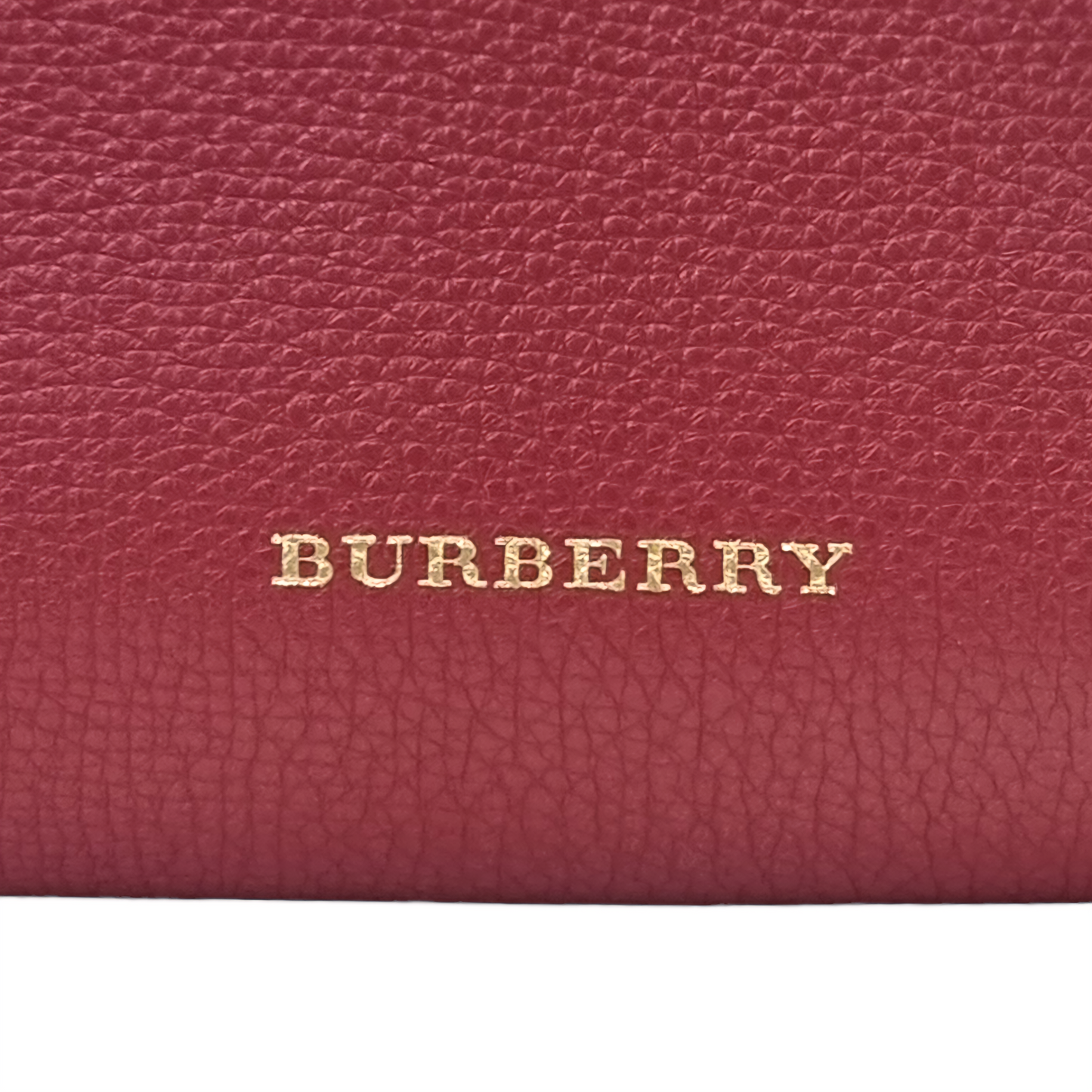 Burberry Banner House Check Leather Small Tote Bag Ghw (Red)