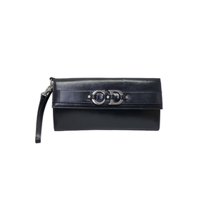 Christian Dior CD Logo Leather Wristlet Clutch Shw (Black)