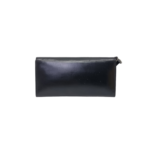 Christian Dior CD Logo Leather Wristlet Clutch Shw (Black)