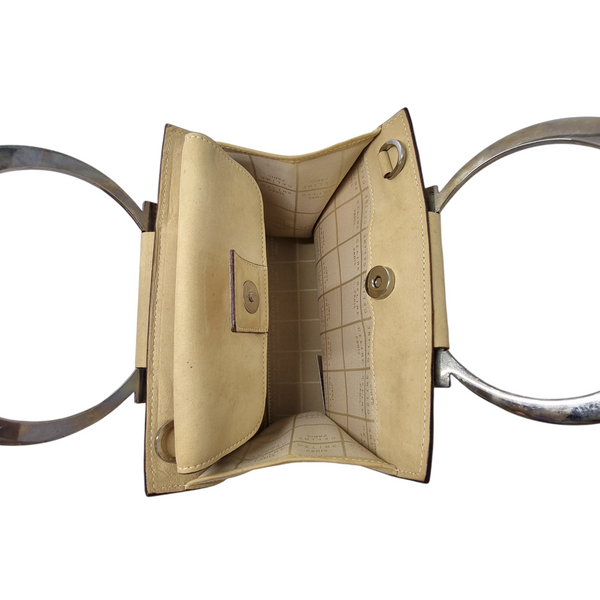 Celine Vintage Leather Loop Top Handle Bag Shw (Beige)