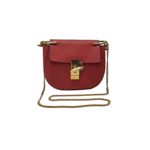 Chloe Drew Mini Crossbody Bag Grained Leather Ghw (Red)