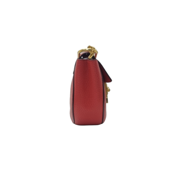 Chloe Drew Mini Crossbody Bag Grained Leather Ghw (Red)