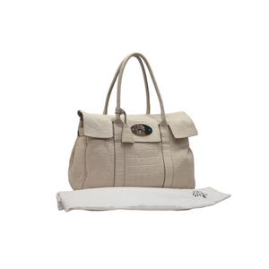 Mulberry Bayswater Croc Nappa Leather Shoulder Bag Shw (Winter White)