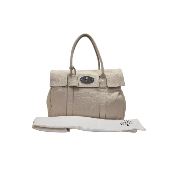 Mulberry Bayswater Croc Nappa Leather Shoulder Bag Shw (Winter White)