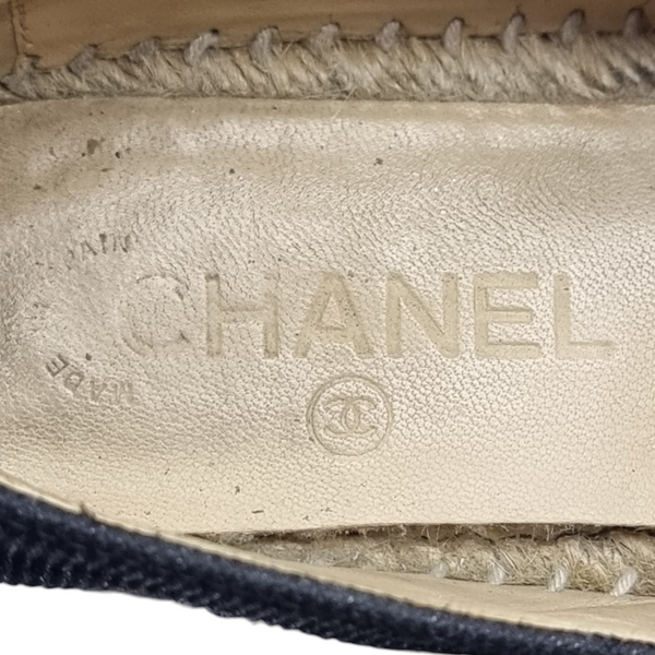 Chanel CC Patent Espadrilles Slip On Shoes (Black)