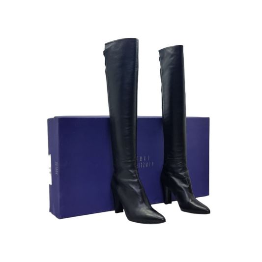 Stuart Weitzman Demivoom Over The Heel Nappa Leather Boots (Black)