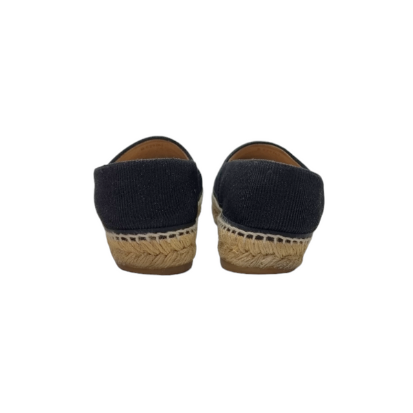 Chanel CC Patent Espadrilles Slip On Shoes (Black)