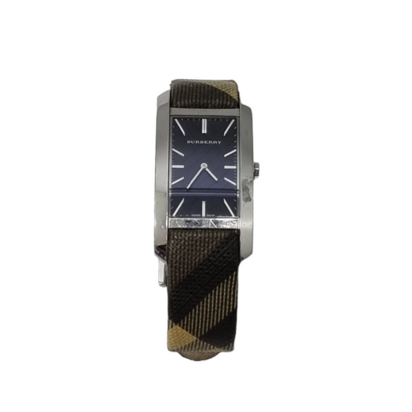 Burberry Stainless Steel Canvas Nova Check Quartz Watch (Black/Beige)