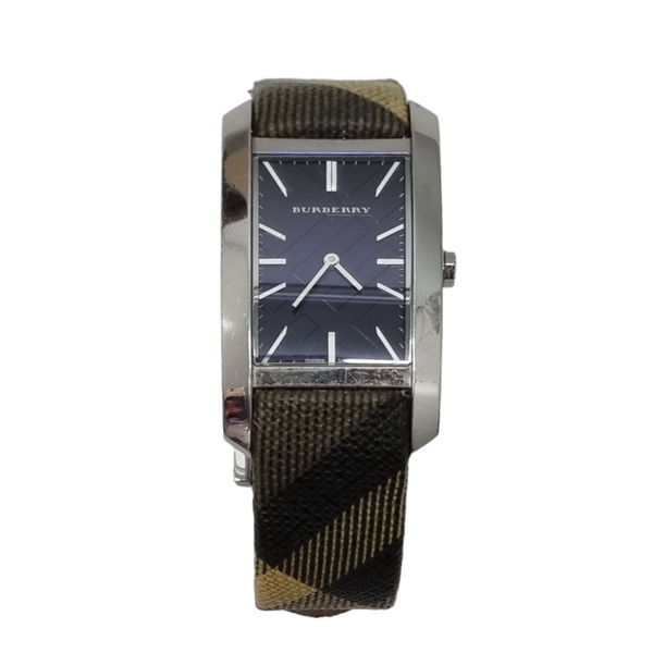 Burberry Stainless Steel Canvas Nova Check Quartz Watch (Black/Beige)