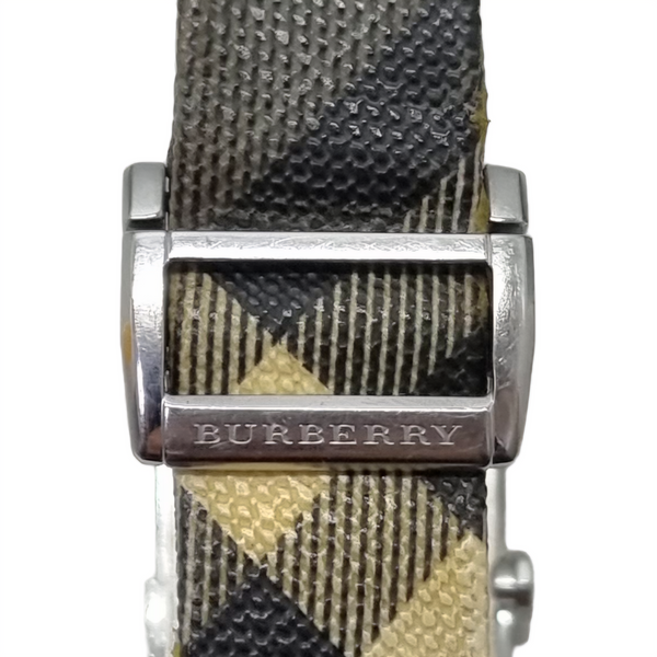 Burberry Stainless Steel Canvas Nova Check Quartz Watch (Black/Beige)