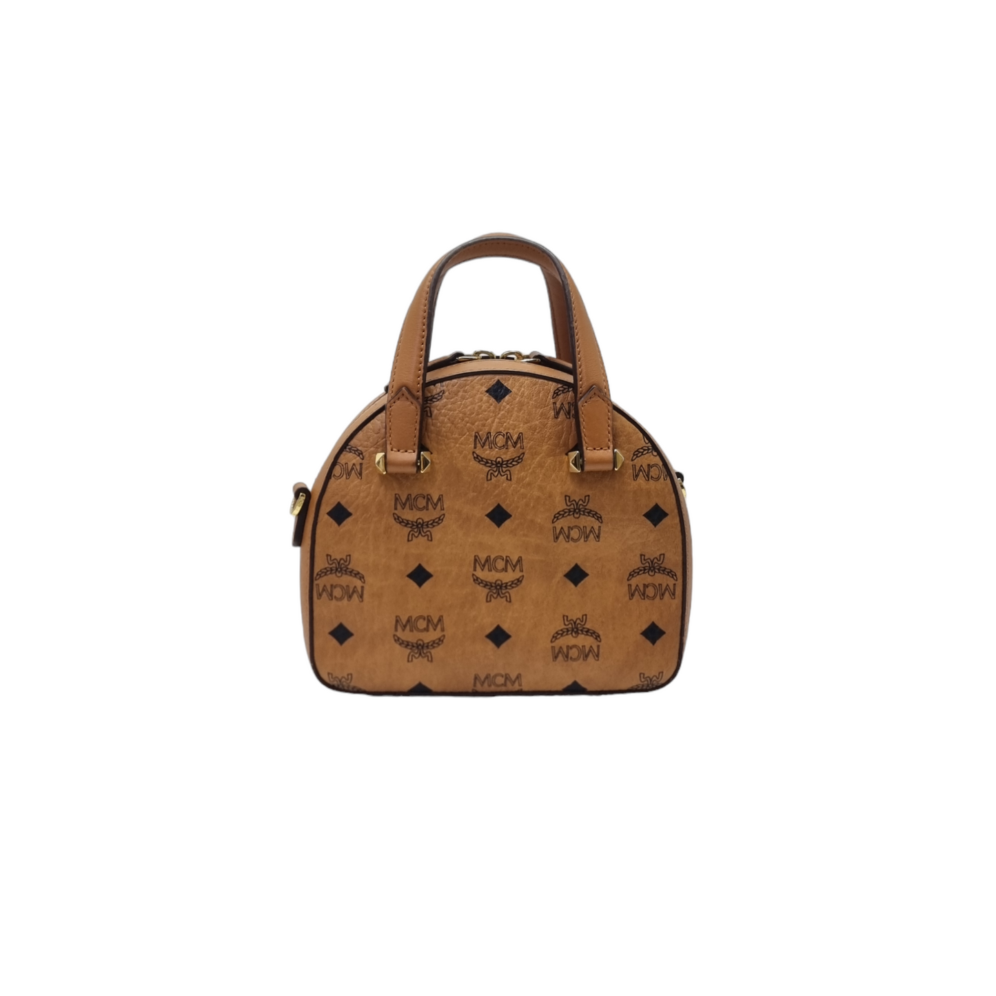 MCM Visetos Year Of The Mouse Mini Leather Tote Ghw (Cognac)