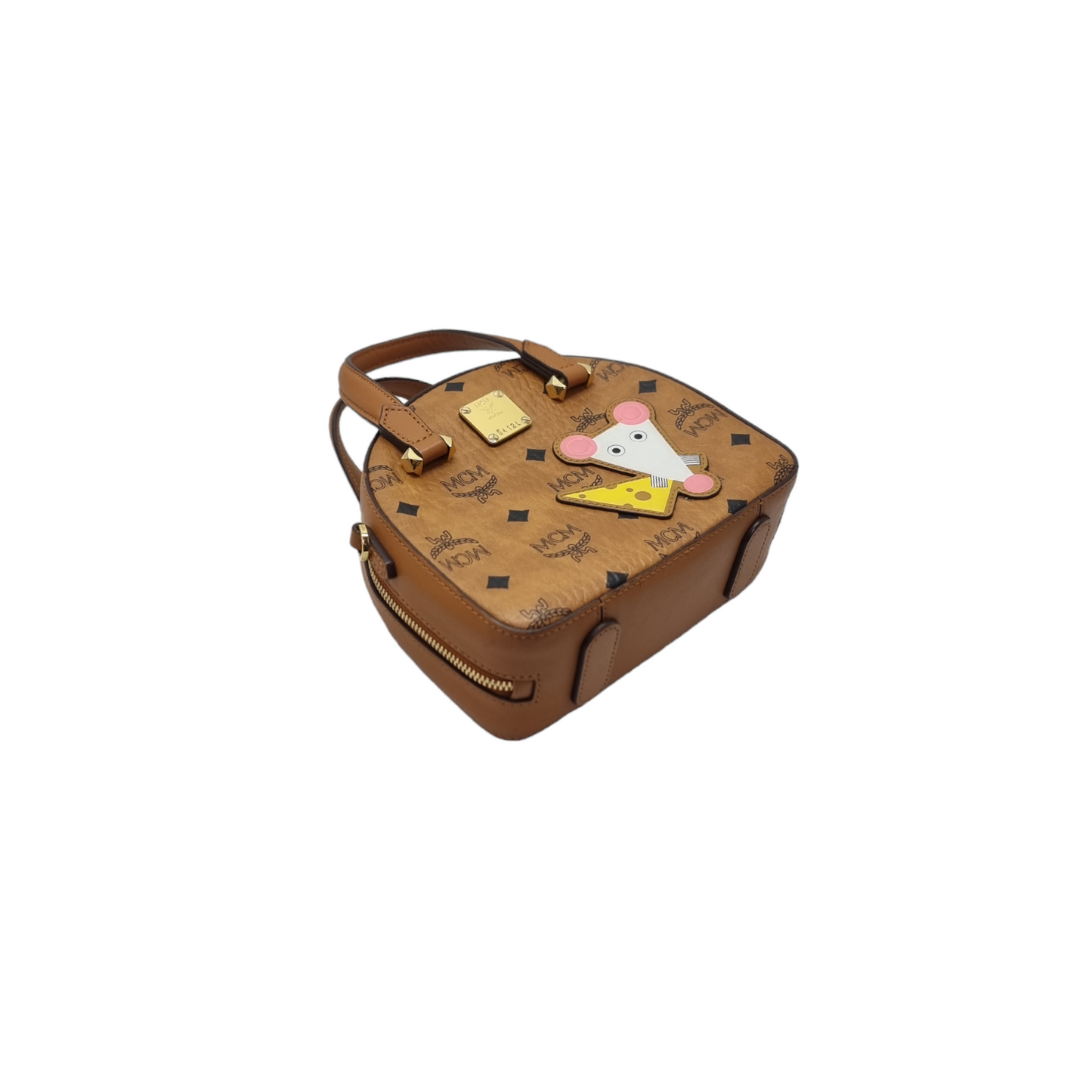 MCM Visetos Year Of The Mouse Mini Leather Tote Ghw (Cognac)