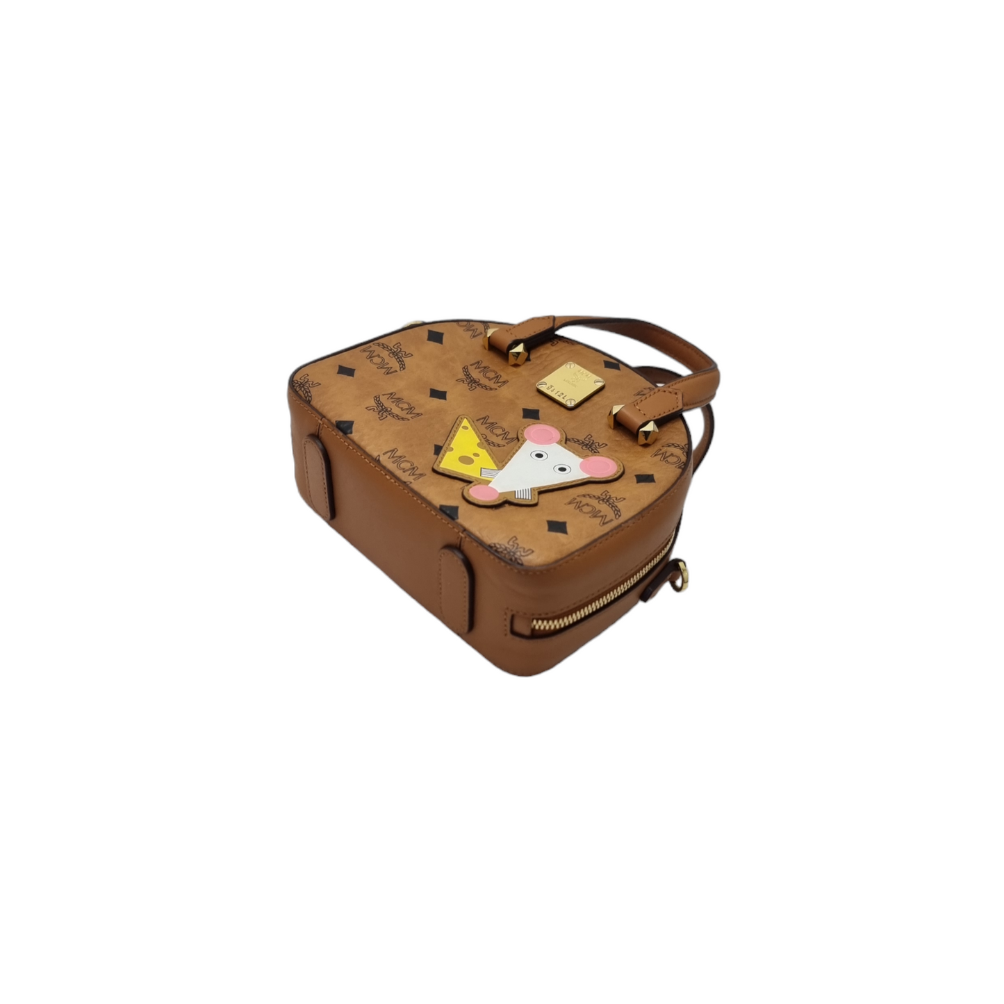 MCM Visetos Year Of The Mouse Mini Leather Tote Ghw (Cognac)