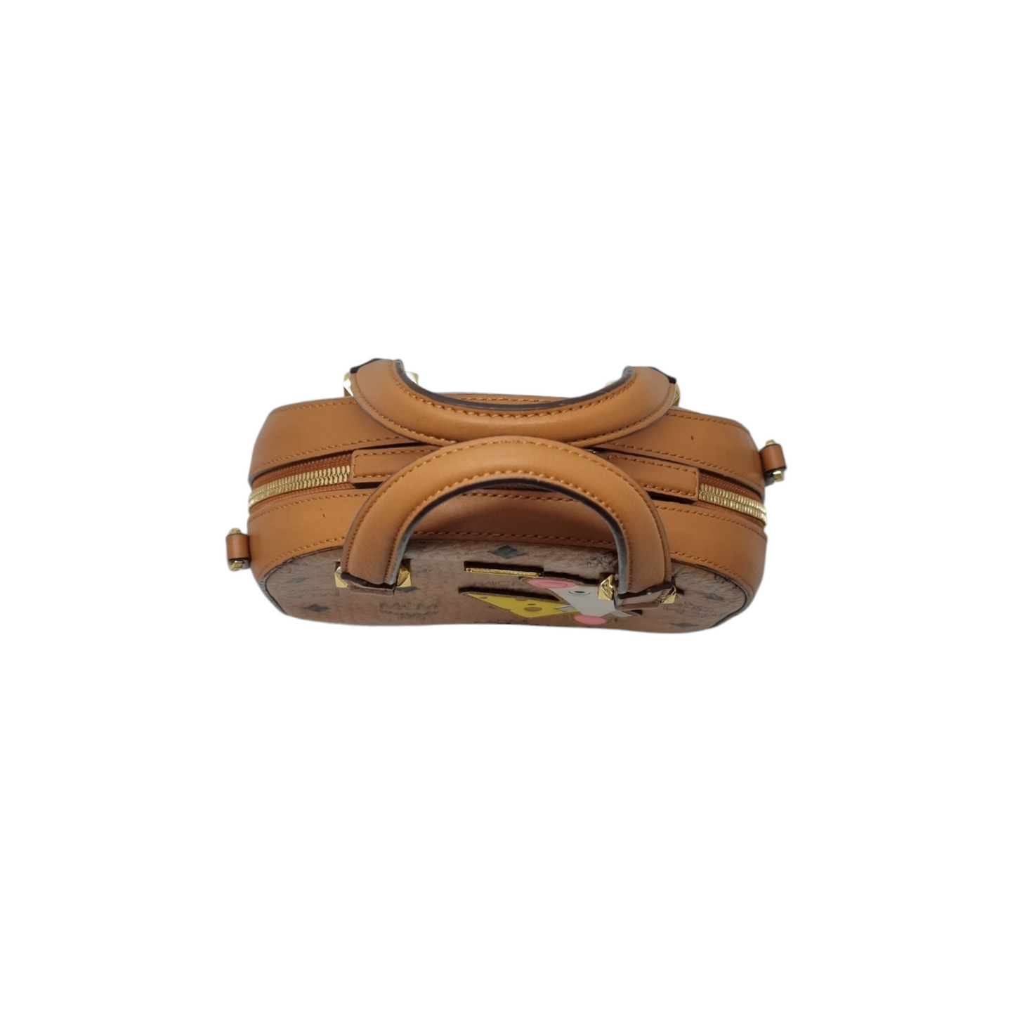 MCM Visetos Year Of The Mouse Mini Leather Tote Ghw (Cognac)