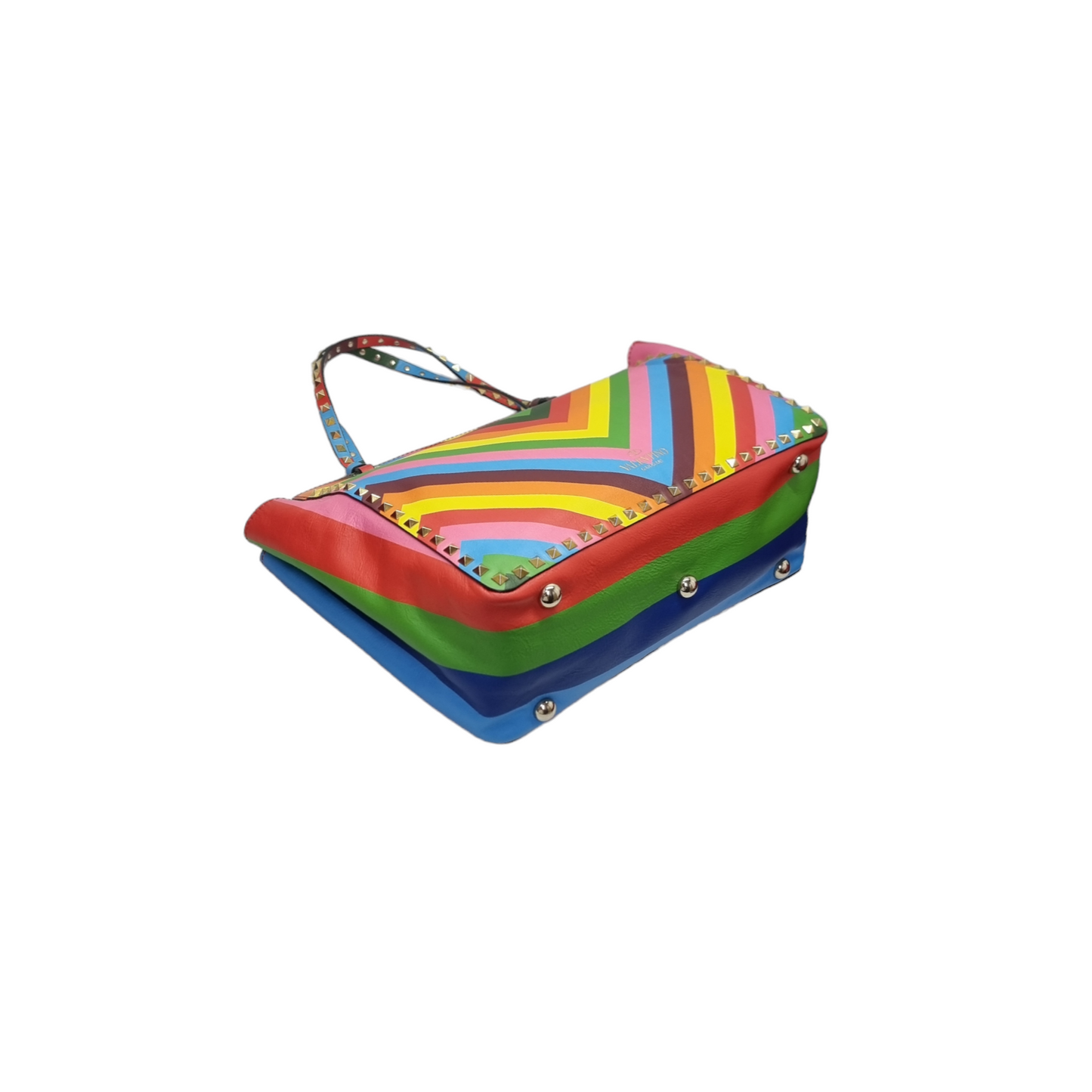 Valentino Garavani Rockstud Rainbow Printed Leather Tote Shw (Rainbow)
