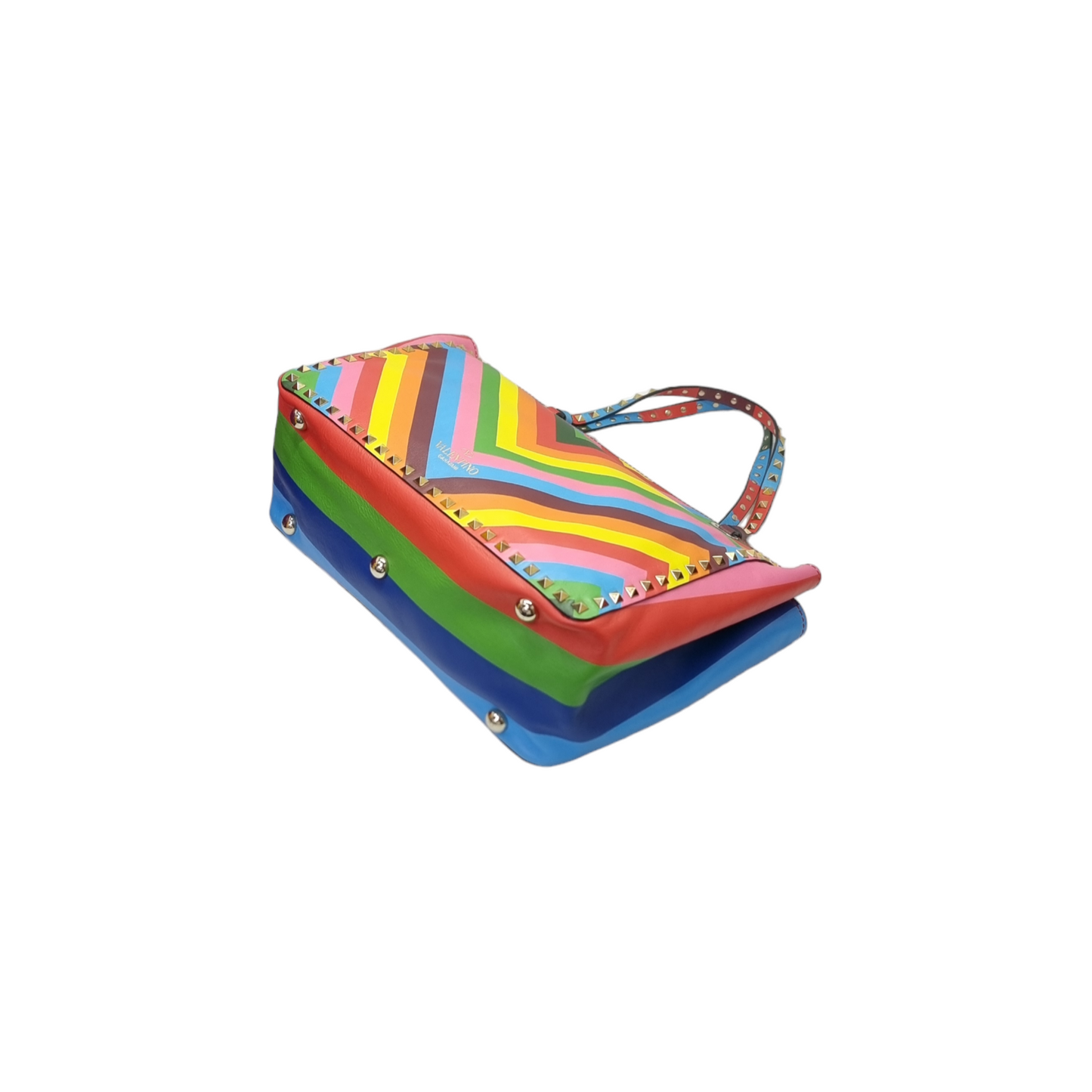 Valentino Garavani Rockstud Rainbow Printed Leather Tote Shw (Rainbow)