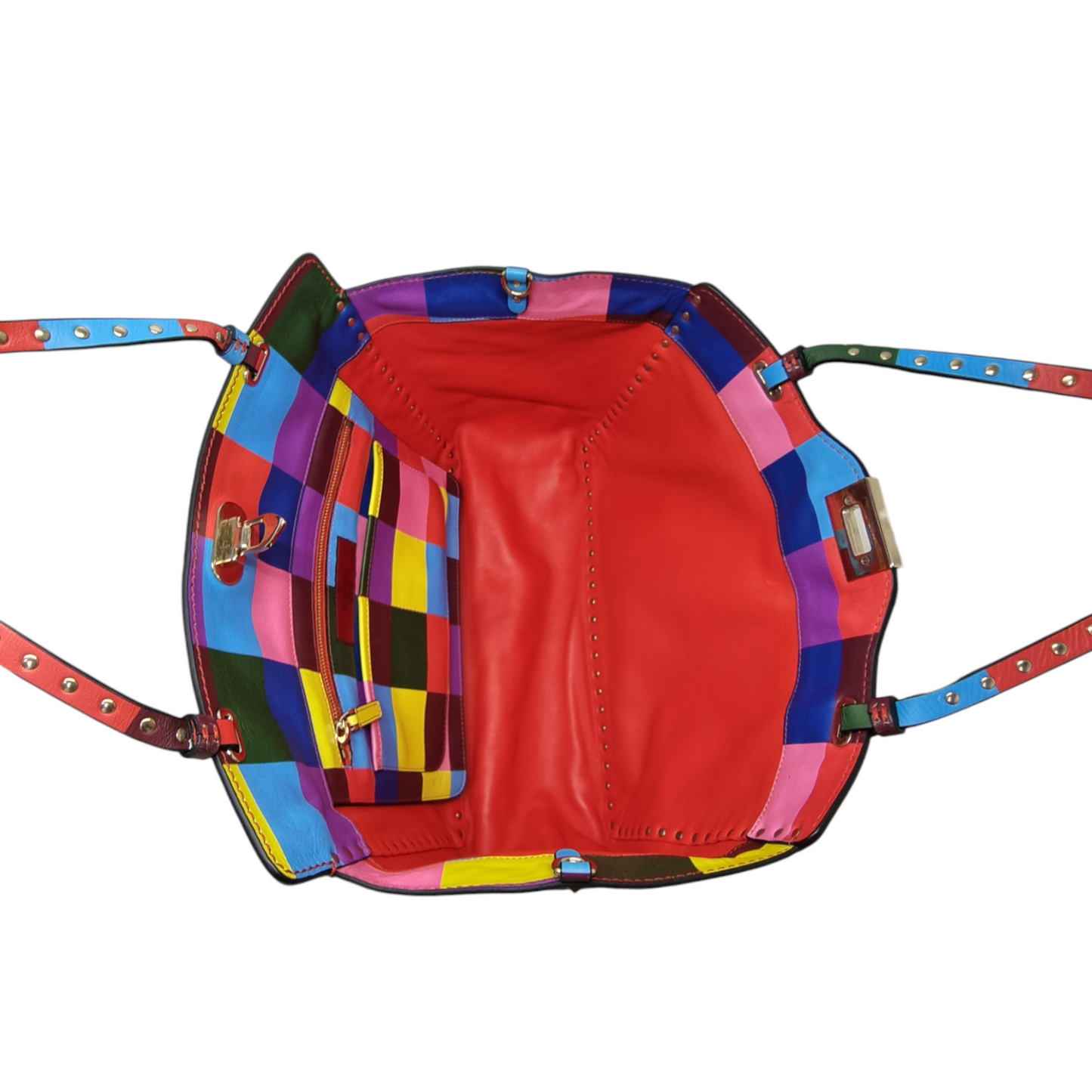 Valentino Garavani Rockstud Rainbow Printed Leather Tote Shw (Rainbow)