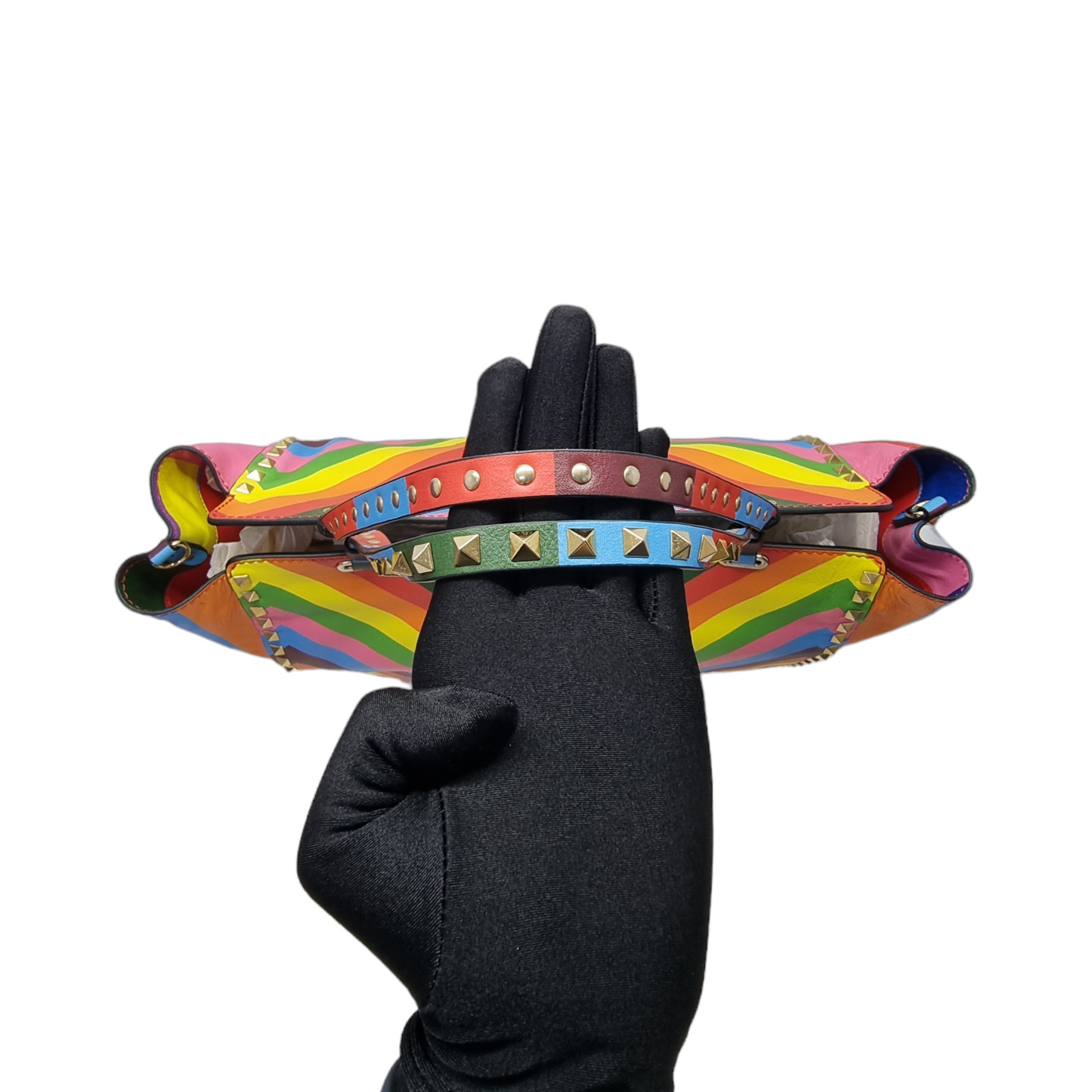 Valentino Garavani Rockstud Rainbow Printed Leather Tote Shw (Rainbow)