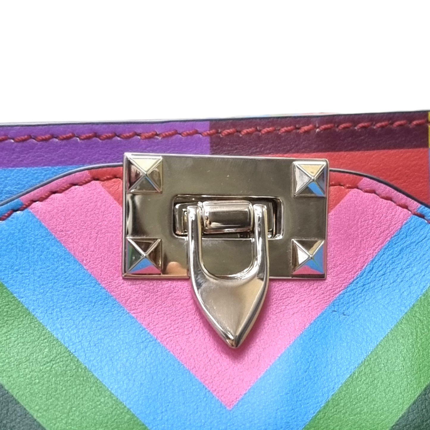Valentino Garavani Rockstud Rainbow Printed Leather Tote Shw (Rainbow)
