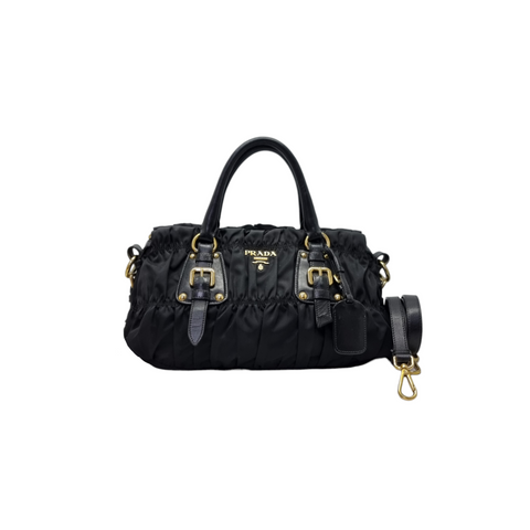 Prada BN1407 Gaufre Nylon Tote Ghw (Black)