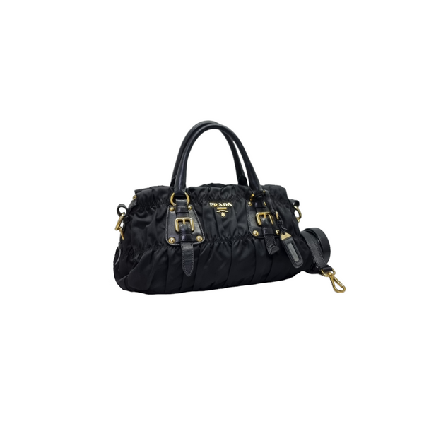 Prada BN1407 Gaufre Nylon Tote Ghw (Black)