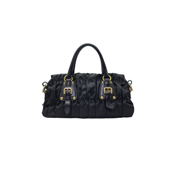 Prada BN1407 Gaufre Nylon Tote Ghw (Black)