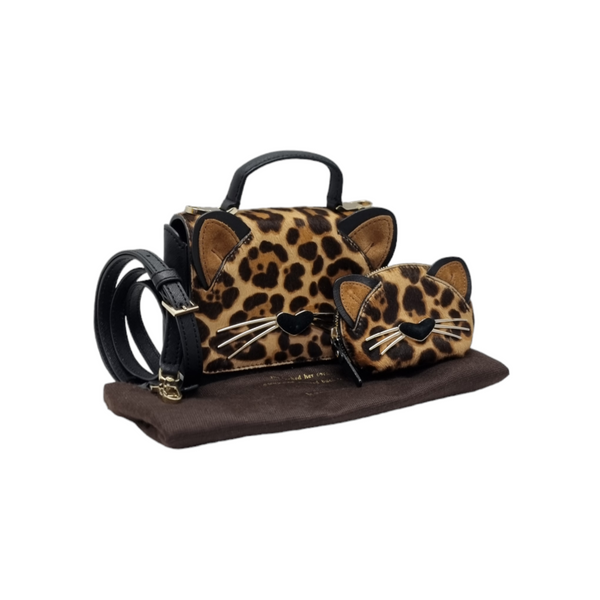 Kate Spade Run Wild Leopard Prt Mini Janine Crossbody + Dumpling Coin Purse Ghw (Blk/Brown)