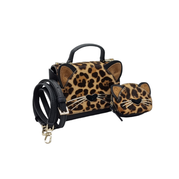 Kate Spade Run Wild Leopard Prt Mini Janine Crossbody + Dumpling Coin Purse Ghw (Blk/Brown)