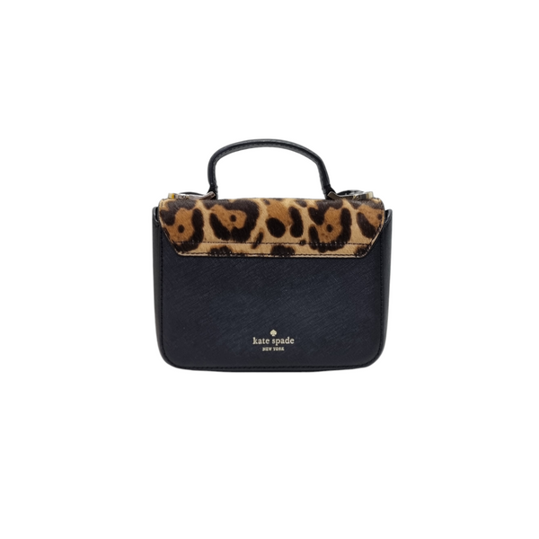 Kate Spade Run Wild Leopard Prt Mini Janine Crossbody + Dumpling Coin Purse Ghw (Blk/Brown)